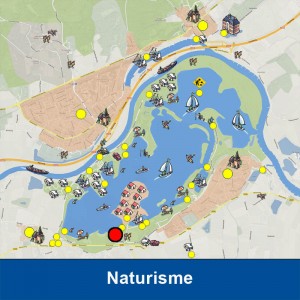 Naaktrecreatie is toegestaan het strand De Koppenburg, aan de zuid-westzijde van Grand Cafe Rutgers, nabij de ingang van het Riverparc .